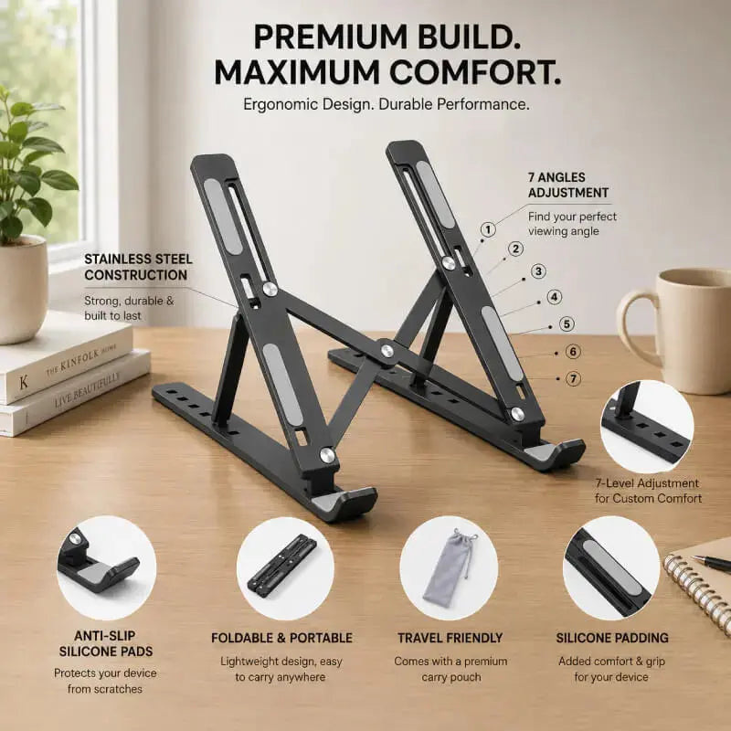 Cooling Laptop Stand – Anti-Heating Foldable Aluminum Adjustable - ZEERIK